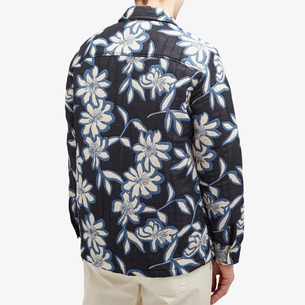 Wax London Men's Otto Quilted Overshirt Ecru/Blue